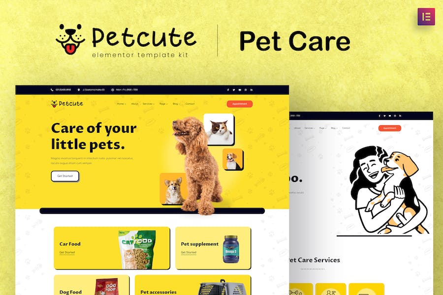 Pet Cute - Pet Care & Veterinary Elementor Template Kit