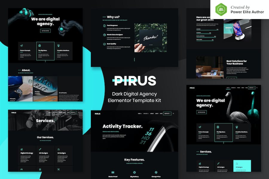 PIRUS ? Dark Digital Agency Elementor Template Kit