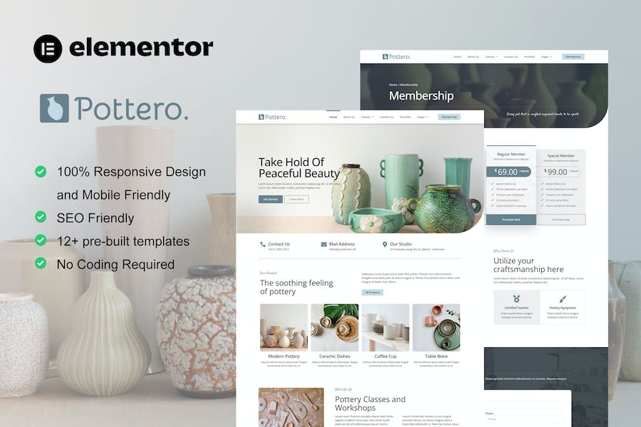 Pottero - Pottery & Ceramics Studio Elementor Template Kit