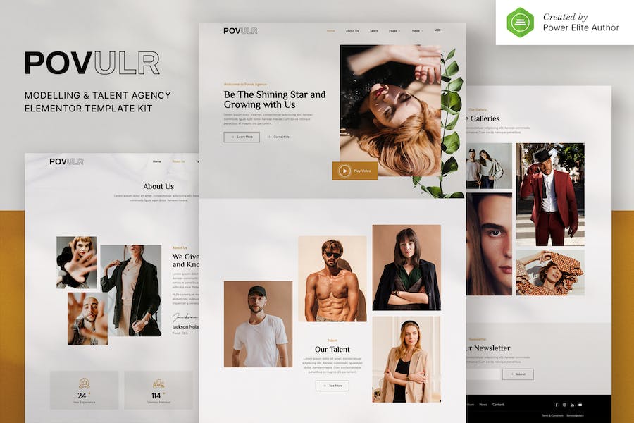 POVULR ? Modeling & Talent Agency Elementor Template Kit