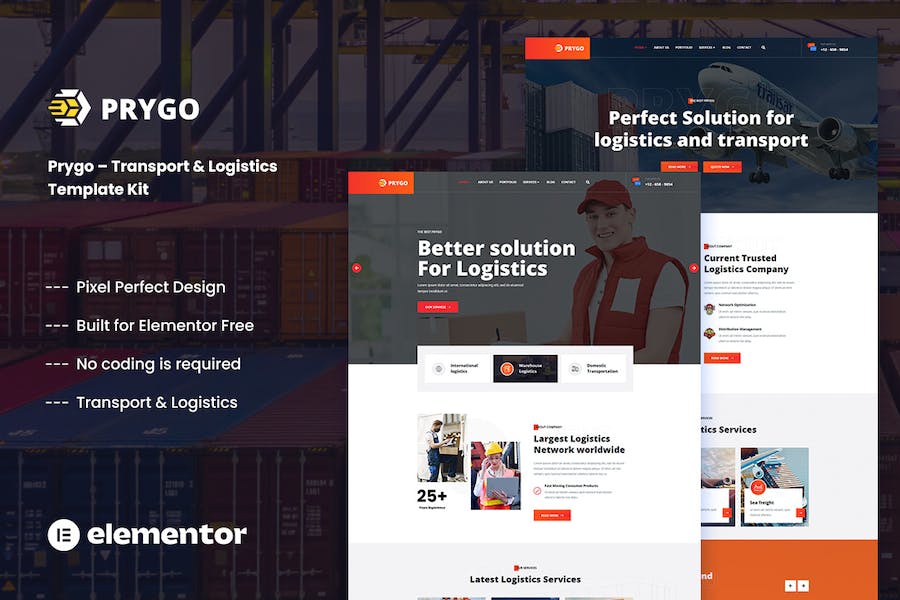 Prygo ? Transport & Logistics Elementor Template Kit