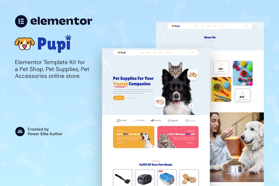 Pupi ? Pet Shop & Pet Supplies Elementor Template Kit