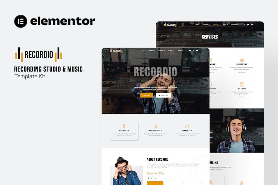 Recordio - Recording Studio Elementor Template Kit