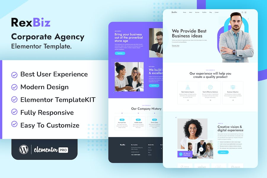 Rexbiz ? Corporate Agency Elementor Template Kit