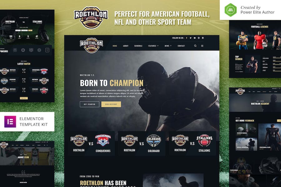 Roethlon ? American Football & NFL Elementor Template Kit