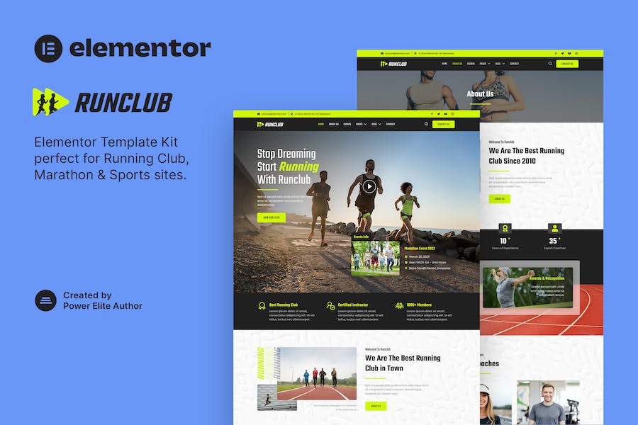Runclub ? Running Club, Marathon & Sports Elementor Template Kit