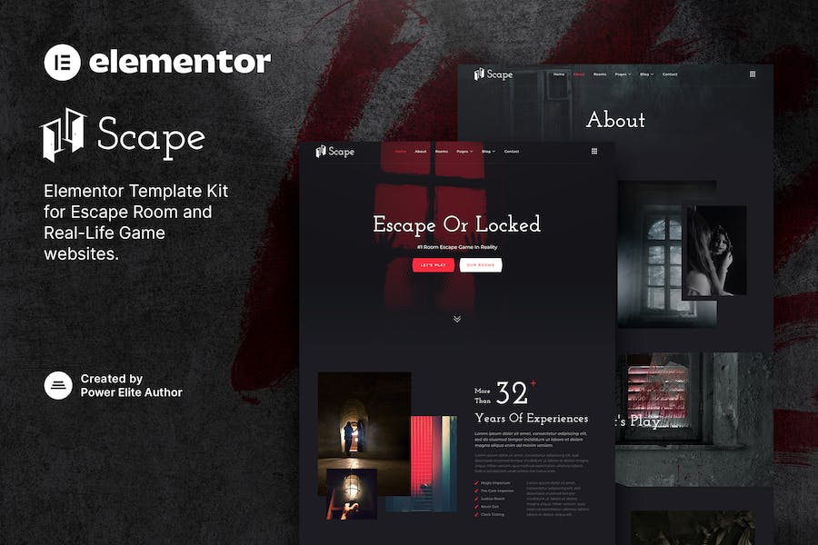 Scape ? Real-Life Escape Room Game Elementor Template Kit