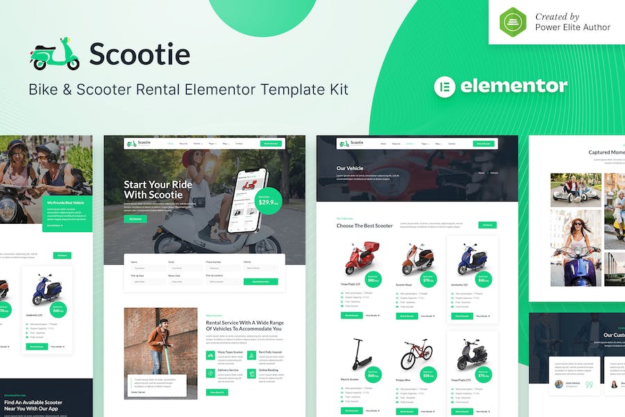 Scootie ? Bike & Scooter Rental Elementor Template Kit