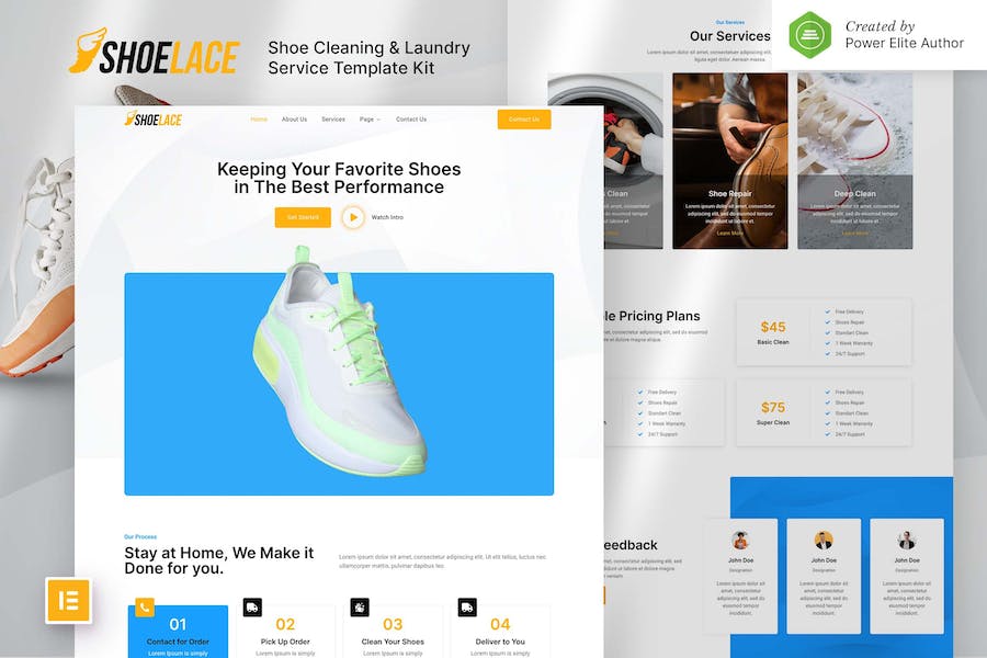 Shoelace ? Shoes Cleaning & Laundry Service Elementor Template Kit
