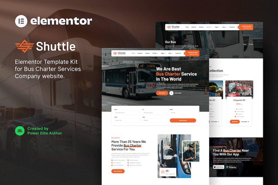 Shuttle ? Bus Charter Service & Transport Company Elementor Template Kit