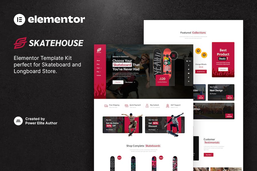 Skatehouse ? Skateboard & Extreme Sport Shop Elementor Template Kit