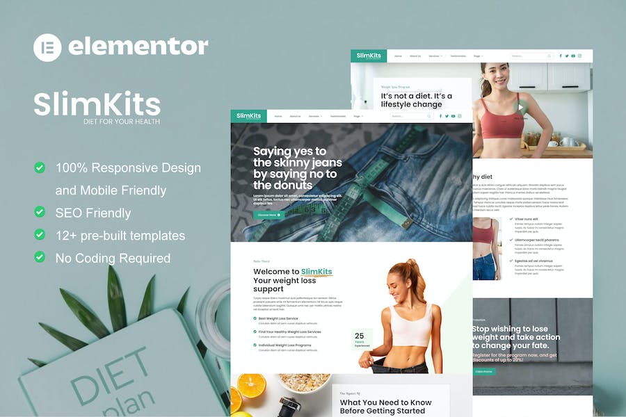 Slimkits - Weight Loss & Diet Program Elementor Template Kit
