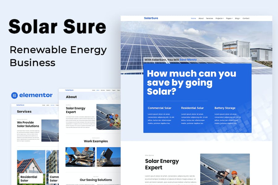 Solar Sure - Renewable Energy Business - Elementor Template Kit