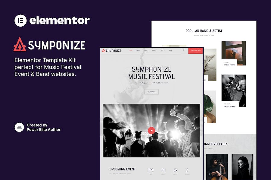 Symphonize ? Music Festival Event & Band Elementor Template Kit