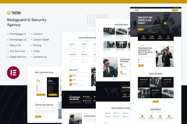Tector | Bodyguard & Security Agency Elementor Template Kit