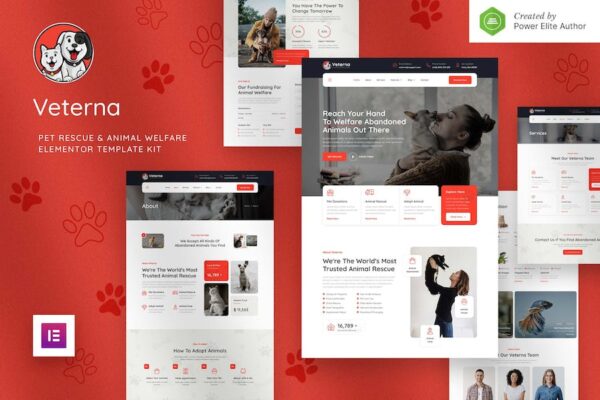 Veterna ? Pet Rescue & Animal Welfare Elementor Template Kit