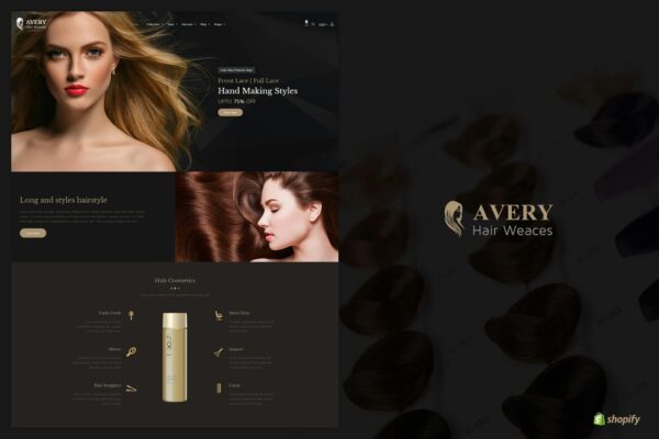 Avery | Hair Wig Shopify Theme Barber, Spa & Salon Products Shopify Theme. Hair Care Cosmetics, Skin Care, Wigs, Beauty Products!