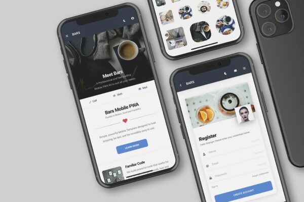 Bars Mobile | Mobile PWA Template A powerful, flexible and intuitive Mobile Template built to load your page in a heartbeat.