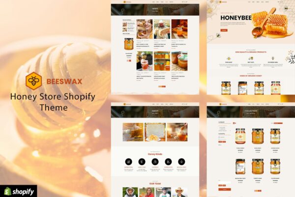 Beeswax - Honey Store Shopify Theme Honey bee hive shopify store, Honey ecommerce store,shop, single product, 2.0, Responsive, Delivery.