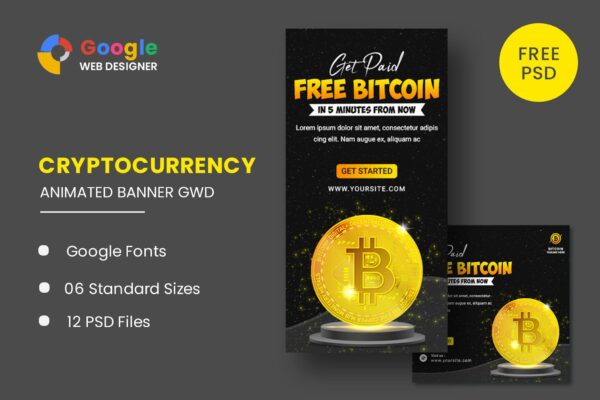 Bitcoin BTC Animated Banner Google Web Designer Bitcoin BTC Animated Banner Google Web Designer