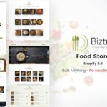 Biztro - Food Store & Delivery Shopify theme ECommerce Store Design for Chicken Burger, Pizza Food Delivery, Meat Shops, Restaurants, Food Trucks
