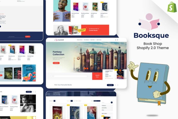 Booksque - Book Shop Shopify Theme Book store, Technology, E-commerce, Multipurpose, 2.0 themes, Responsive, landing page, Dropshipping