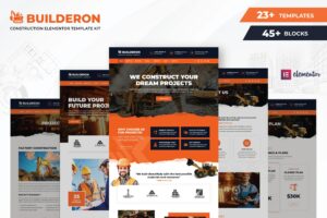 Builderon – Construction Elementor Template Kit This template kit includes ready-to-use beautifully crafted 70+ Page Templates & Blocks Elements