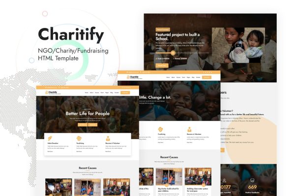 Charitify - NGO/Charity/Fundraising HTML Template NGO, Charity, Fundraising & Non-Profit HTML Template