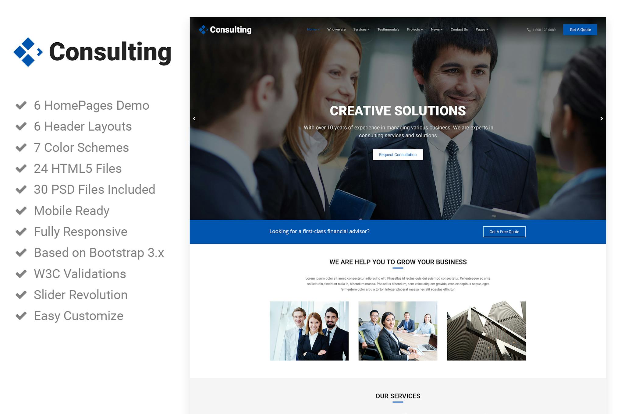 Consulting - Broker Advisor Finance HTML5 Template Broker Advisor free ecommerce portfolio landing page blog dashboard bootstrap animated