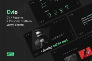 Cvio - CV Resume Personal Portfolio Jekyll Theme CV Resume, Personal Portfolio for Jekyll, Personal website, Developer Portfolio, Dark design