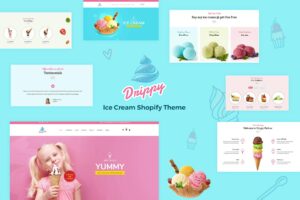 Drippy - Responsive IceCream Shopify Theme Ice Cream, Cookies & Candy, Snack & Choclates eCommerce Store. Sectioned Fully Customizable Shopify.