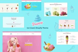 Drippy - Responsive IceCream Shopify Theme Ice Cream, Cookies & Candy, Snack & Choclates eCommerce Store. Sectioned Fully Customizable Shopify.