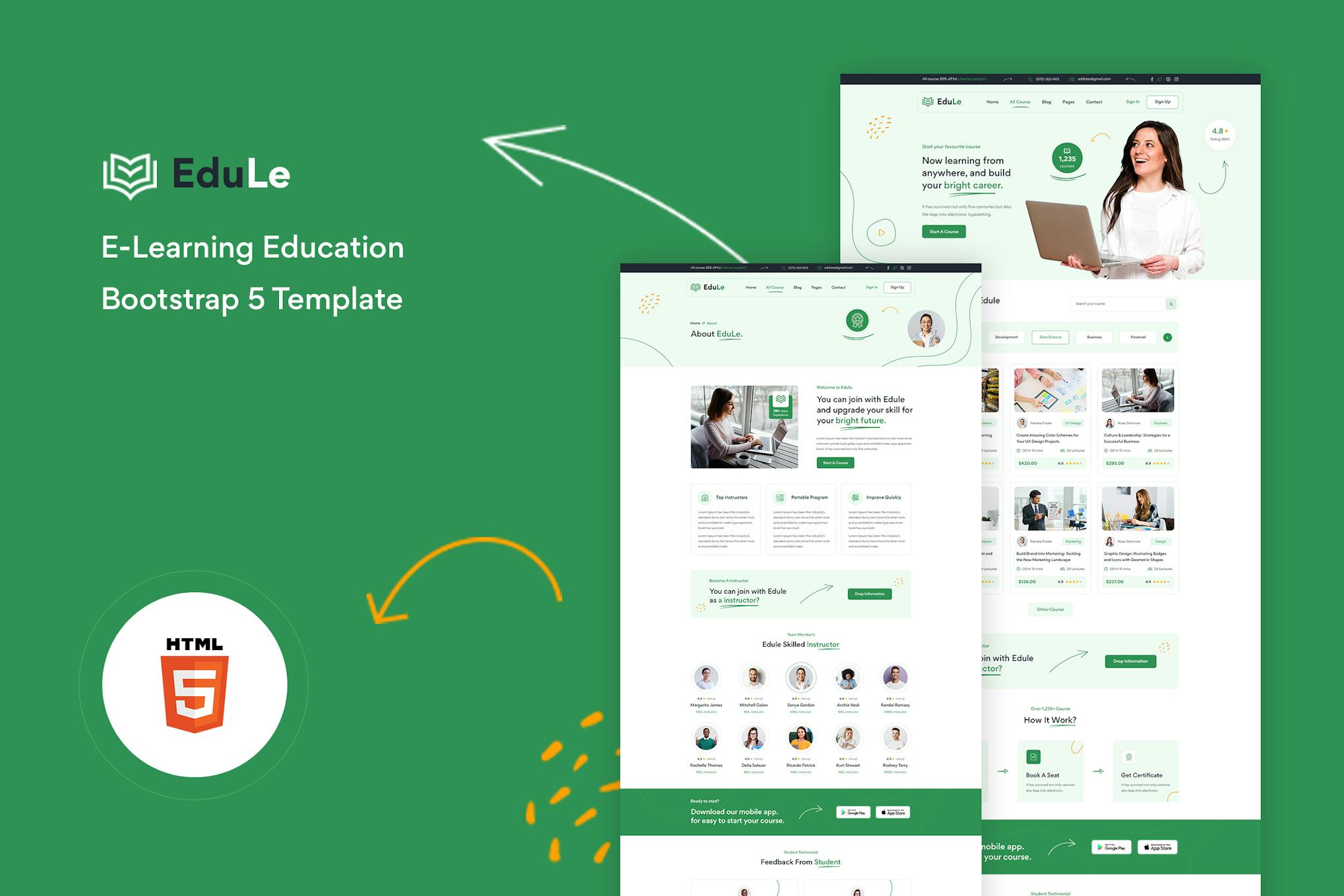 Edule - e-Learning Website Template HTML Version It has an excellent web design that comes perfect for building an online education/learning platform