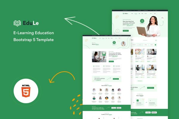 Edule - e-Learning Website Template HTML Version It has an excellent web design that comes perfect for building an online education/learning platform