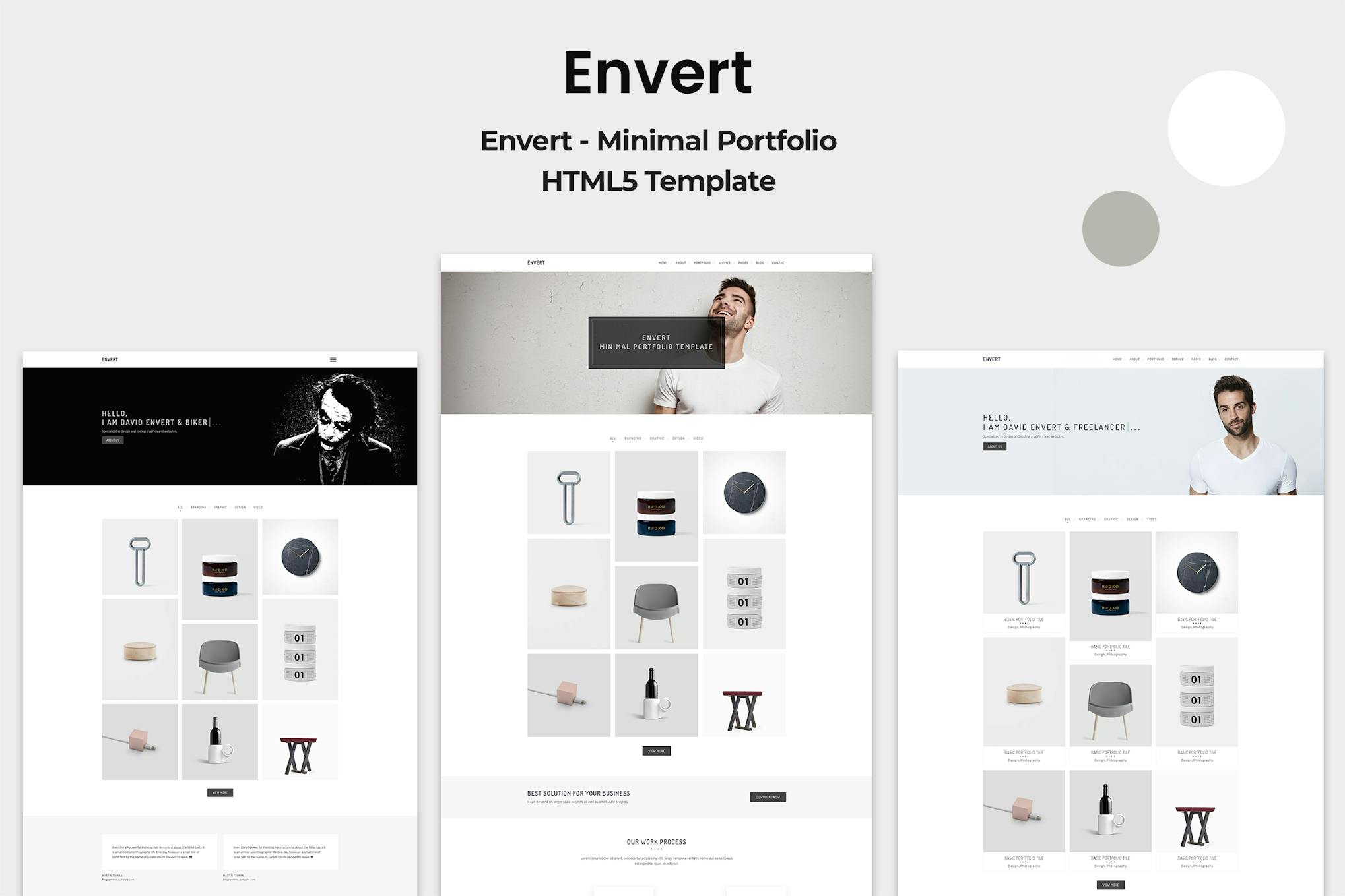 Envert - Minimal Portfolio Template Envert can be used for many purposes starting from minimal portfolios, agencies, freelancers etc