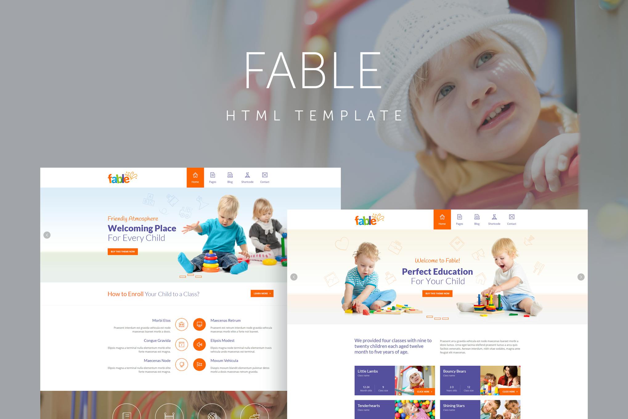 Fable - Children Kindergarten Template HTML Template best suitable for children or education related projects like kindergarten or nursery.
