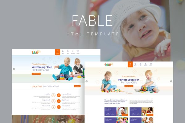 Fable - Children Kindergarten Template HTML Template best suitable for children or education related projects like kindergarten or nursery.