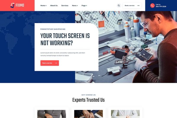 Fixmo – Smartphone Repair Services HTML Template ac, cell phone, computer repair service, desktop computer, Digital Cameras, electric, electronic, gl