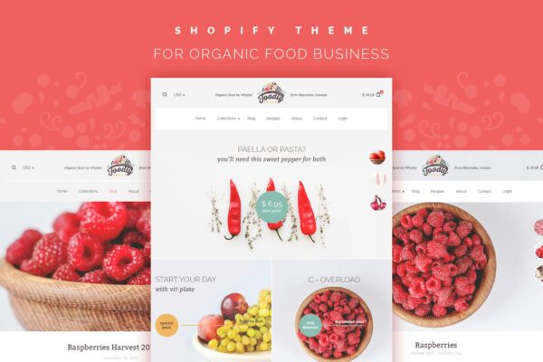 Foodly – One-Stop Shopify Grocery Shop Hand-crafted theme for food-related businesses relying on best practices of e-commerce