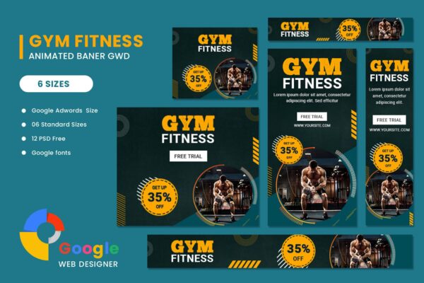 Gym Fitness Google Adwords HTML5 Banner Ads GWD Gym Fitness Google Adwords HTML5 Banner Ads GWD