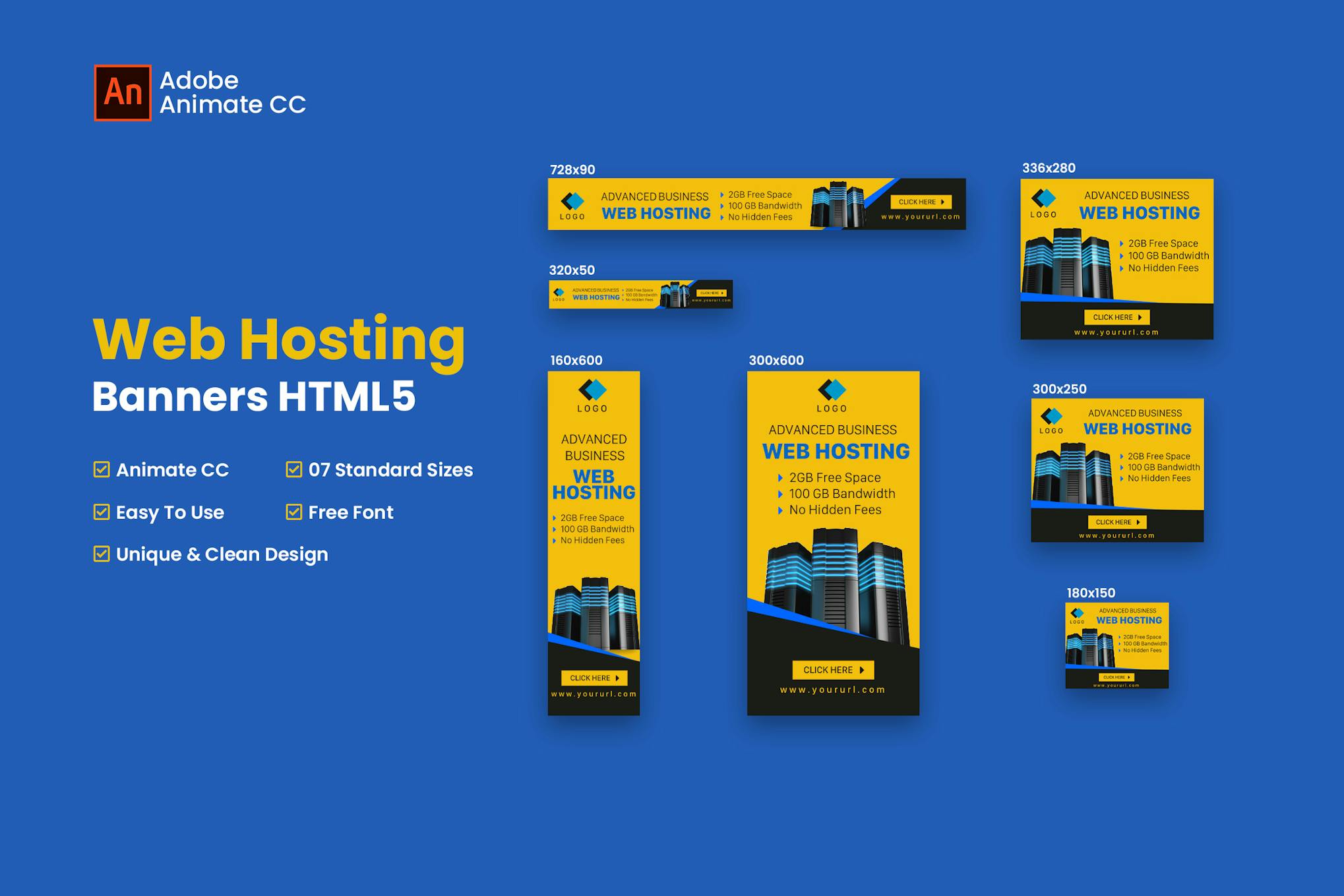Hosting Website Banners HTML5 - Animate CC Hosting Website Banners HTML5 - Animate CC