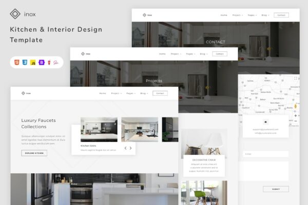 inox - Kitchen & Interior Design Template architect, architecture, building, construction, decor, estate, furniture, house, house design, html