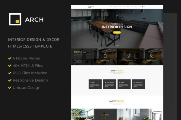 Interior Design, Architecture HTML5 Templale Interior Design, Architecture ecommerce portfolio landing page blog dashboard bootstrap animated