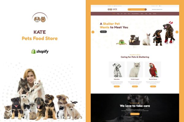 Kate - Dog & Pets Food Store Shopify Theme Dog, Kittens and Pet Store Shopify Theme. Birds, Aquarium Products, Food and Toys and Accessories!