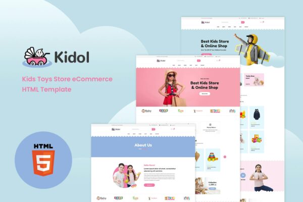 Kidol - Kids Toys Store eCommerce HTML Template Kids Toys Store eCommerce HTML Template is a stunning, responsive, and elegant HTML5 template