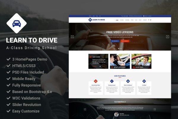 LearnToDrive | Driving School & Lessons Template Learn to Drive, Driving School, Driving Lessons, Business & Services