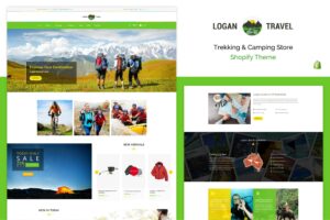 Logan - Trekking & Camping Store Shopify Theme Adventure, Camping & Trekking Equipments, Appearals, Tools Theme. Shoes, Tents, Knife, Torch, Tees!