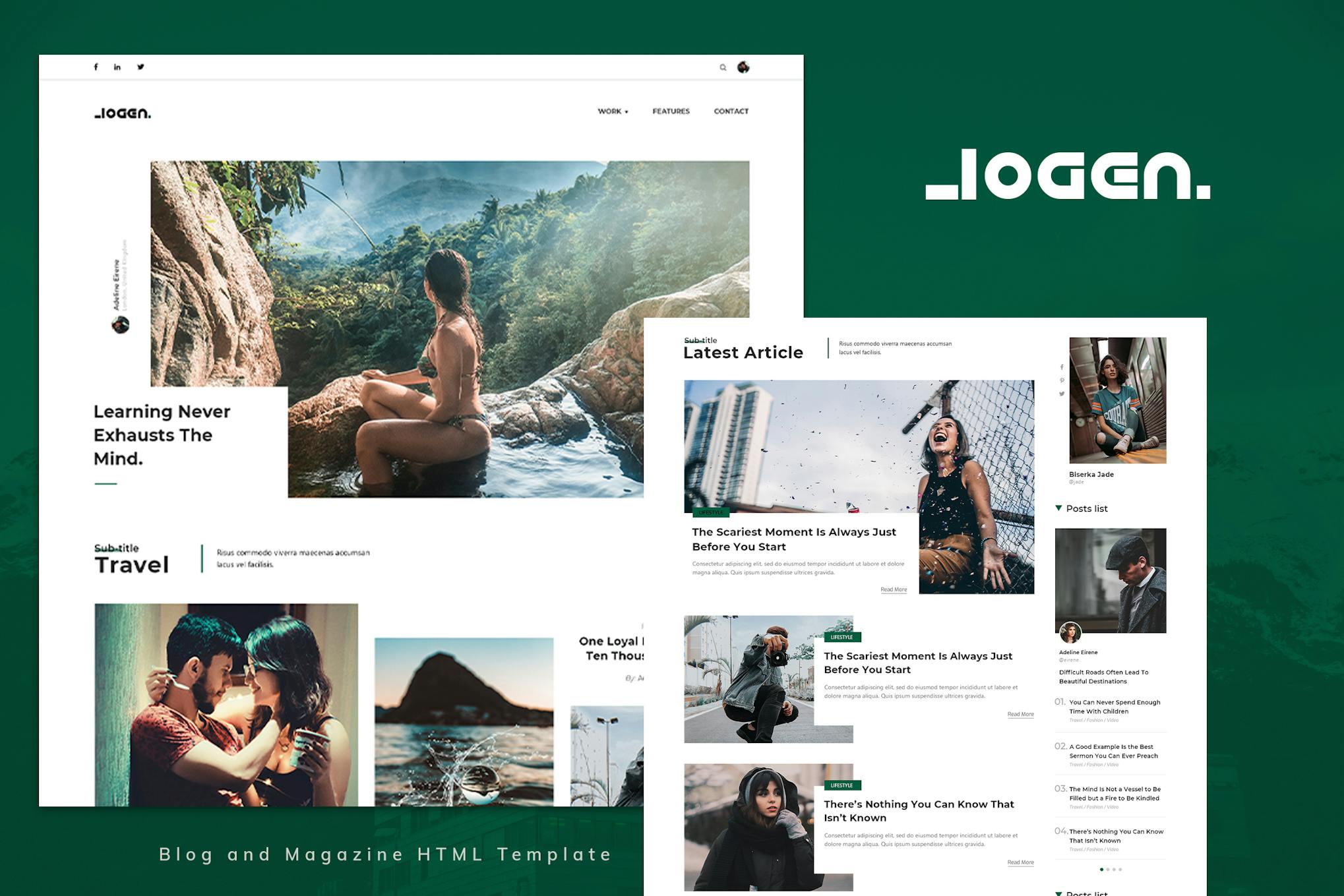 Logen Blog and Magazine HTML Template