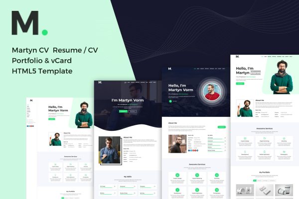 Martyn - CV/Resume/Portfolio/vCard HTML Template Personal portfolio, One page & Professional free resume website is easy with Martyn CV / Resume