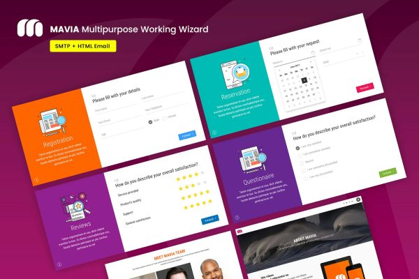 Mavia - Multipurpose Form Wizard Complete & Easy Form Wizard. Registration, Reservation, Questionare or Reviews Wizard.